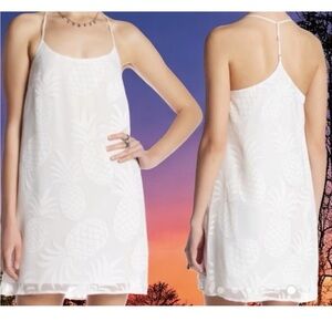 Tori Richard Honolulu Selena Dress Pineapple Print in White Cream Sz 8